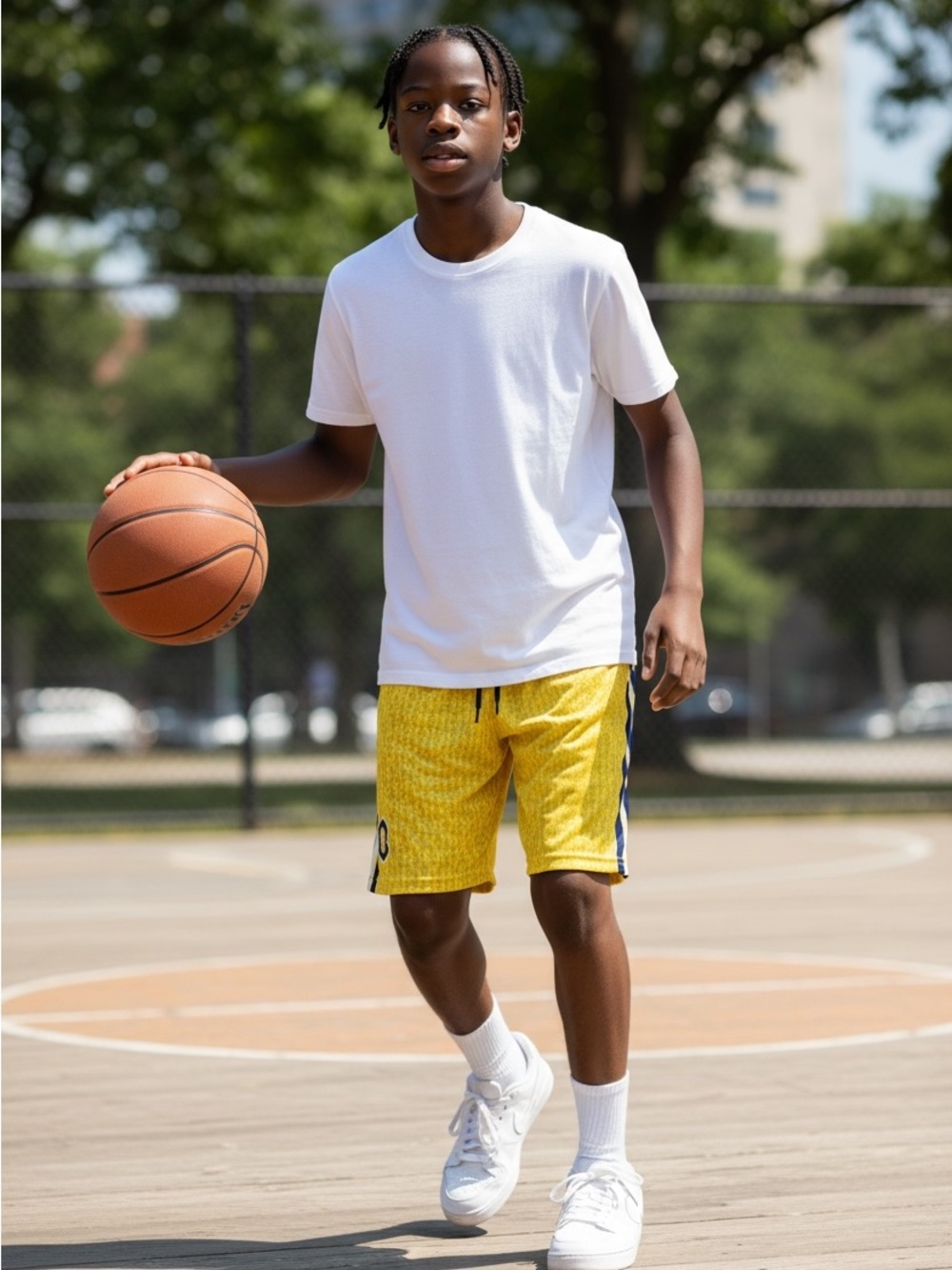 Youth size Large  Yellow Athletic Basketball Shorts
